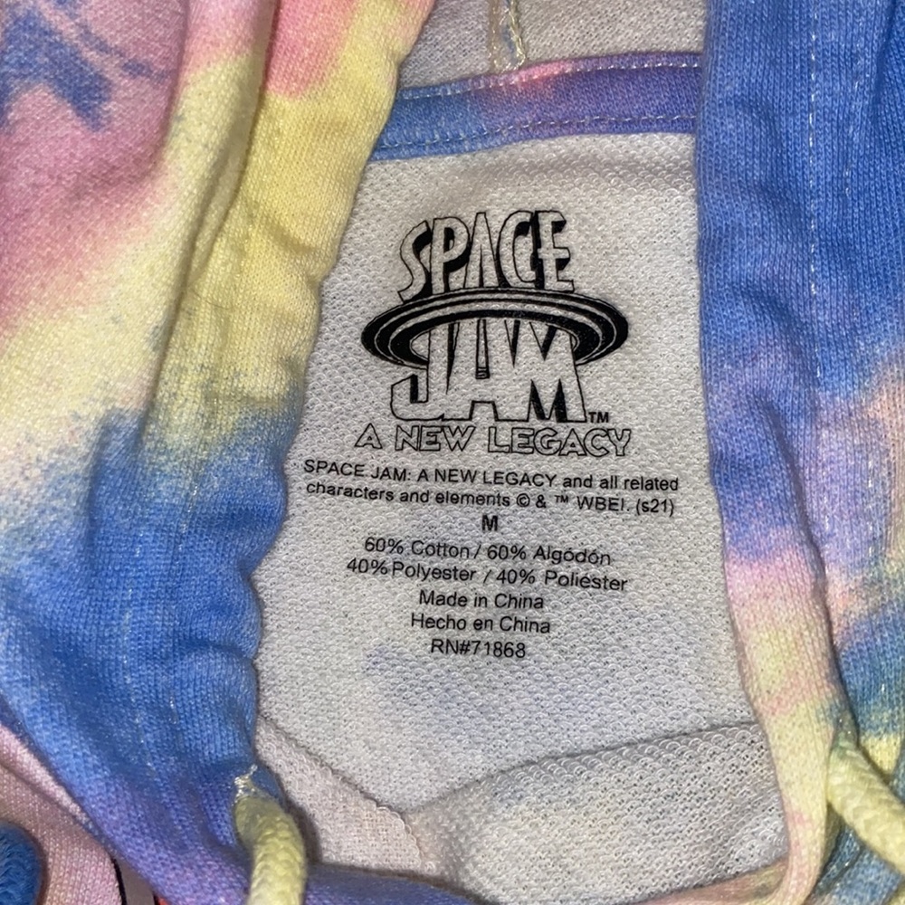 SPACE JAM A NEW LEGACY HOODIE CROP TIE DYE SWEATSHIRT TUNE SQUAD-WOMENS SIZE MED - Picture 3 of 4